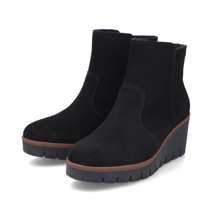 Rieker Women`s Y5065 Sonja Suede Leather Ankle Boot Black