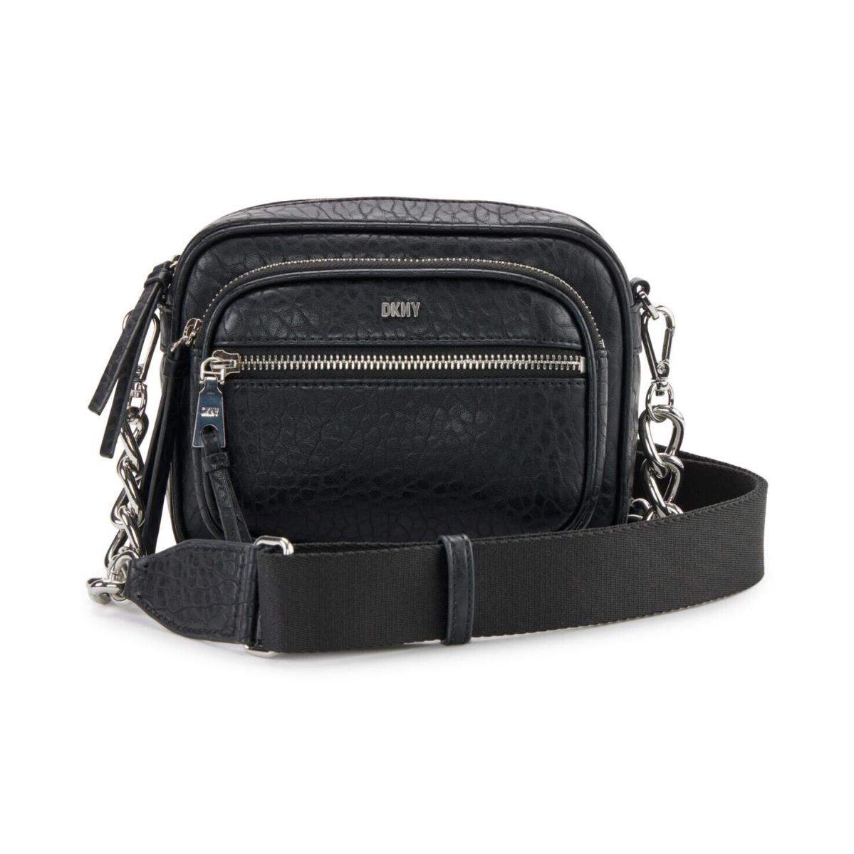 Dkny Abby Crossbody Camera Bag Black with Adjustable Leather Strap 3 Zip Pockets by DKNY