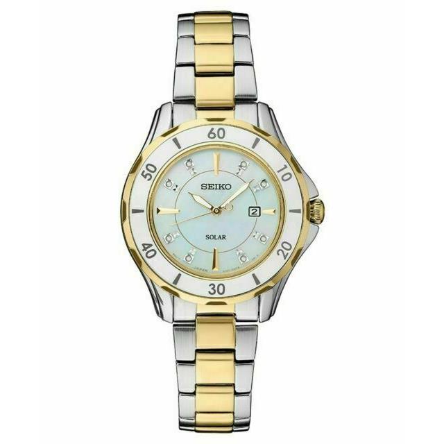 Seiko White Mother of Pearl Women`s Watch - SUT338