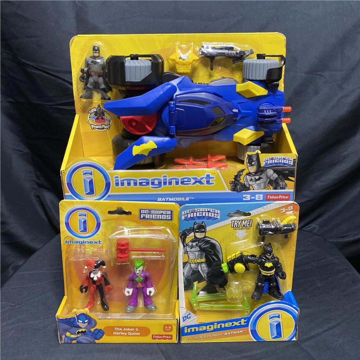 Imaginext DC Super Friends Thunder Punch Batman Batmobile Joker Harley QU