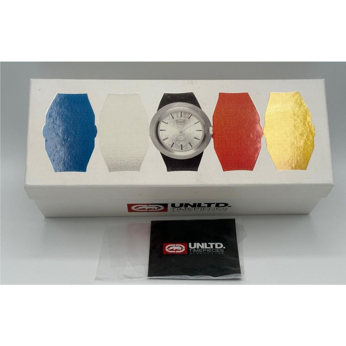 Unltd Rhino  Silver Tone Watch Interchangeable Silicone 5 Band Set by Marc Ecko