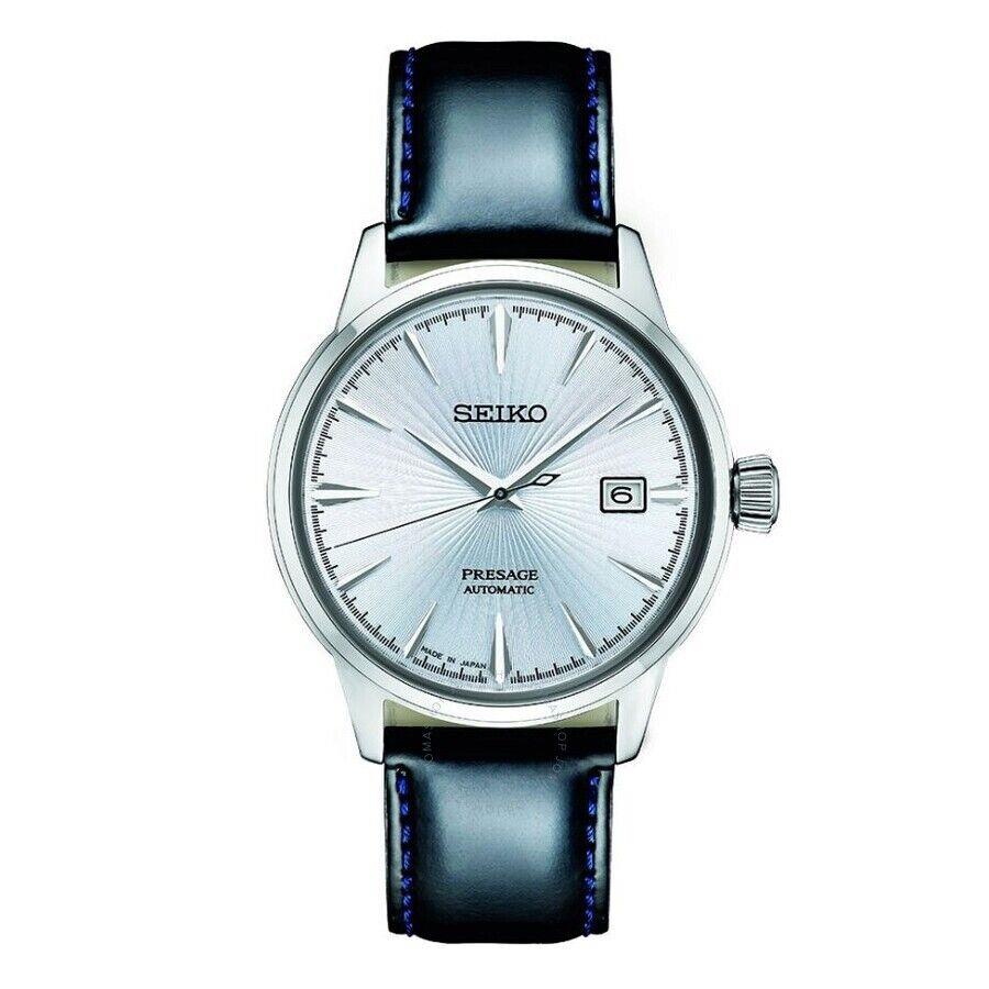 Seiko Presage Automatic Silver Dial Black Leather Men`s Watch SRPB43
