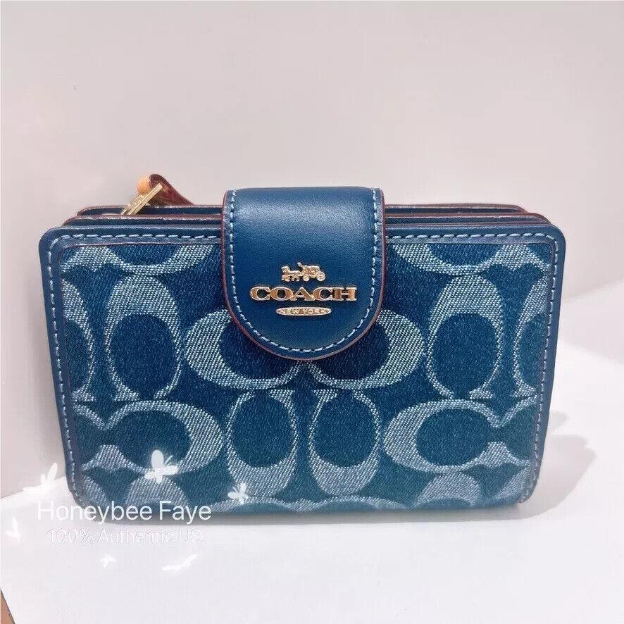 Coach Medium Corner Zip Wallet In Signature Denim CZ344/CAO96