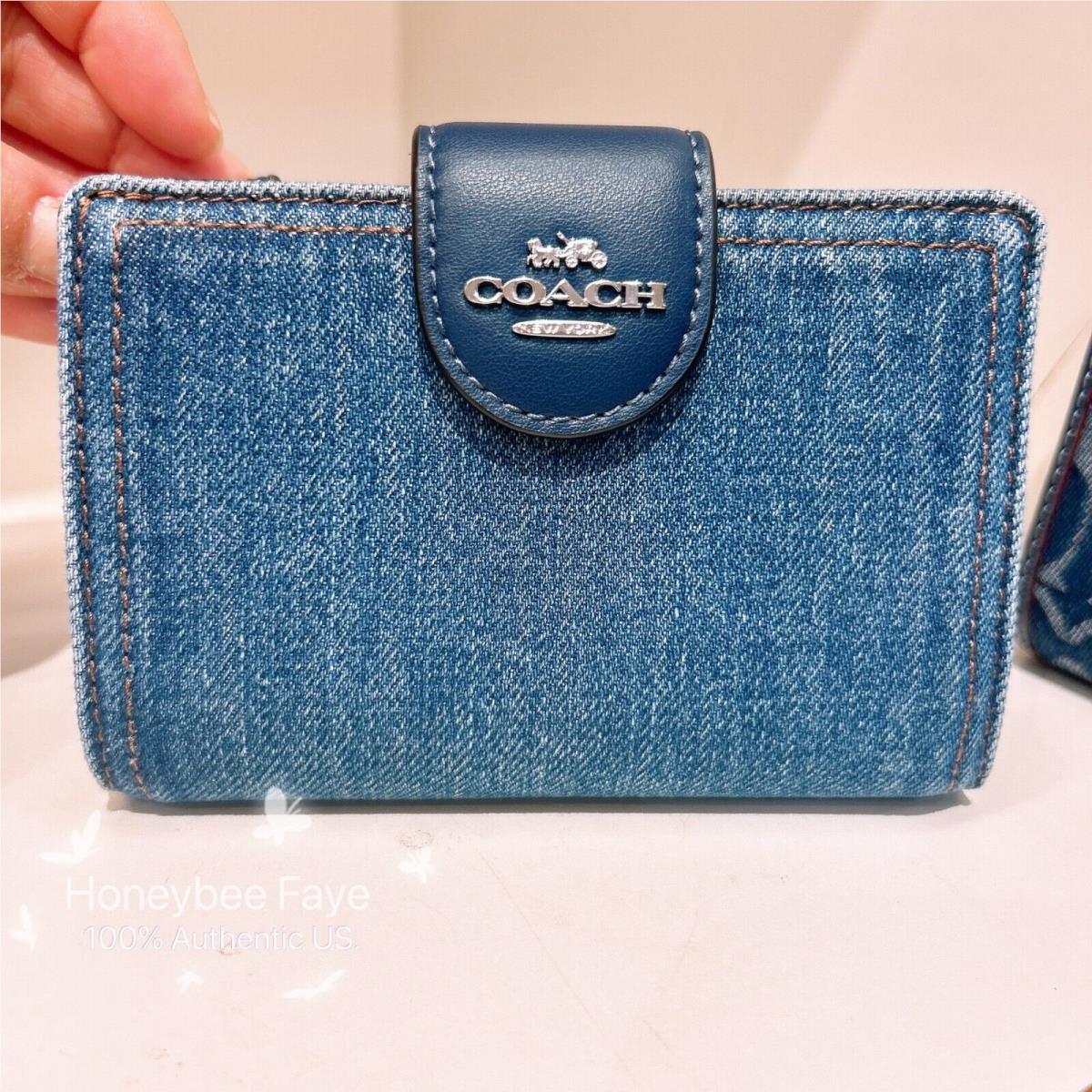 Coach Medium Corner Zip Wallet In Signature Denim CZ344/CAO96 CAO96 denim/Silver/Indigo