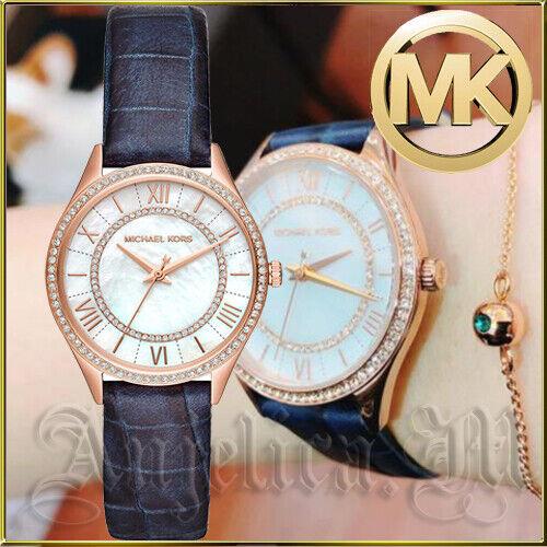 Michael Kors Lauryn Crystal Mother of Pearl Dial Watch MK2757 - NAVY Band, NAVY Manufacturer Band