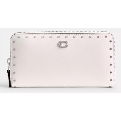 Coach Essential Accordion Zip Wallet with Rivets - CU707 Chalk Leather