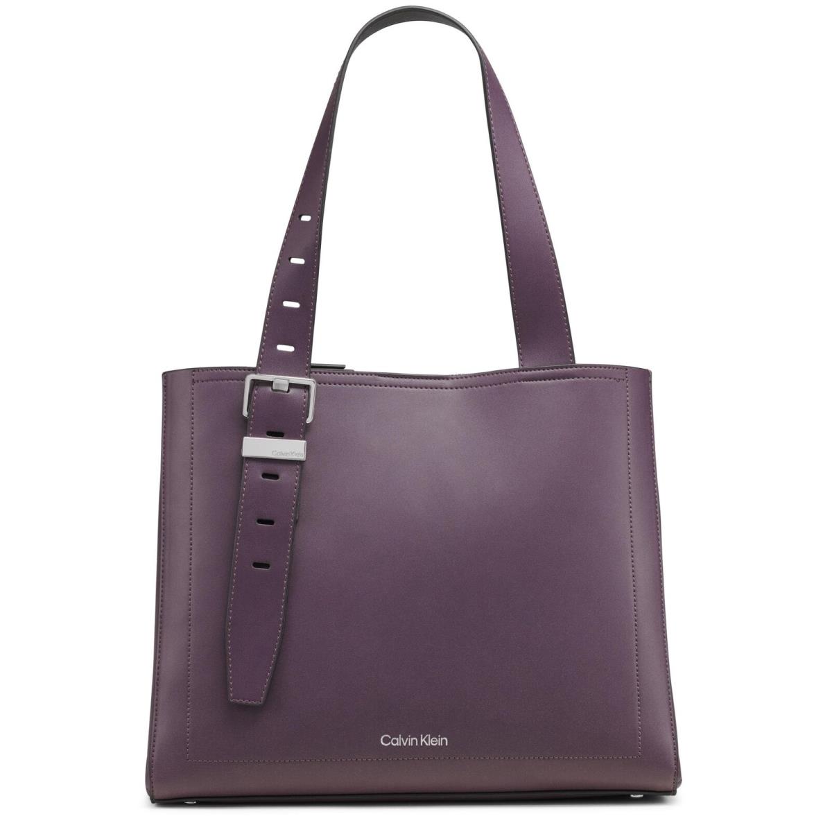 Calvin Klein Lowen Triple Compartment Tote Plum/black One Size