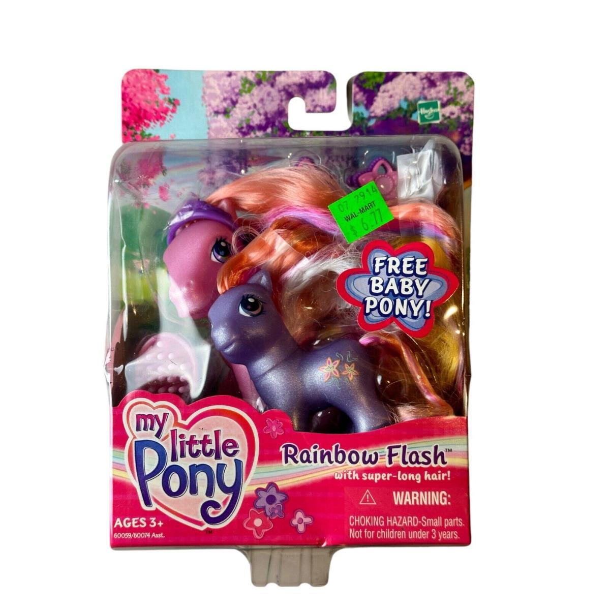 G3 My Little Pony Rainbow Flash + Baby Romperooni Moc 2004 Super Long Hair