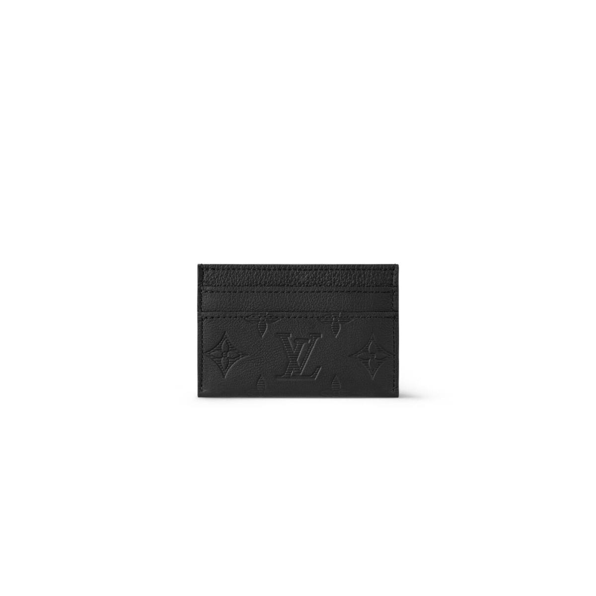 Louis Vuitton Embossed Monogram Shadow Look Double Card Holder M81415 In Black