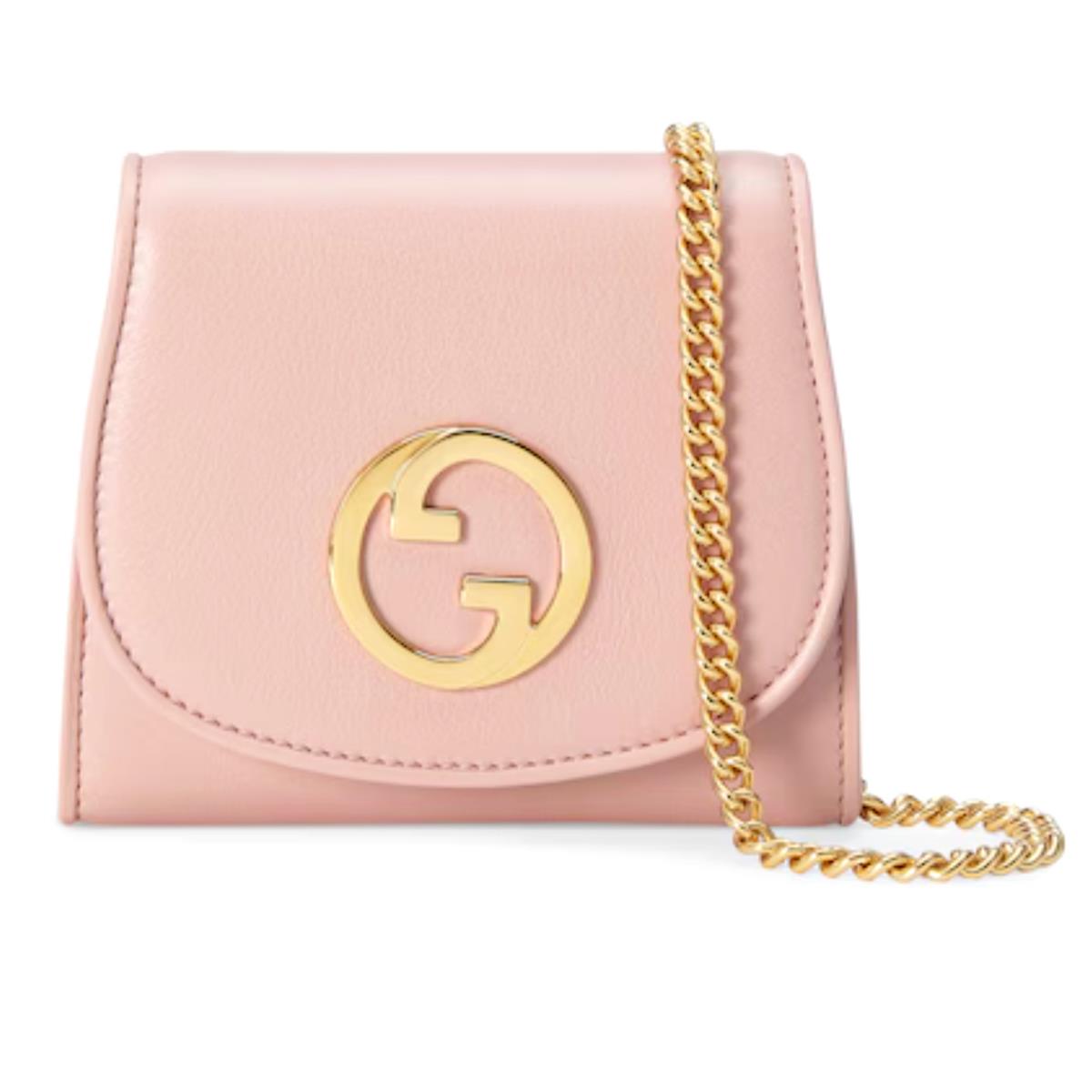 Gucci 725219 Blondie Roxy Calf Leather Chain Wallet Pink Crossbody Shoulder Bag