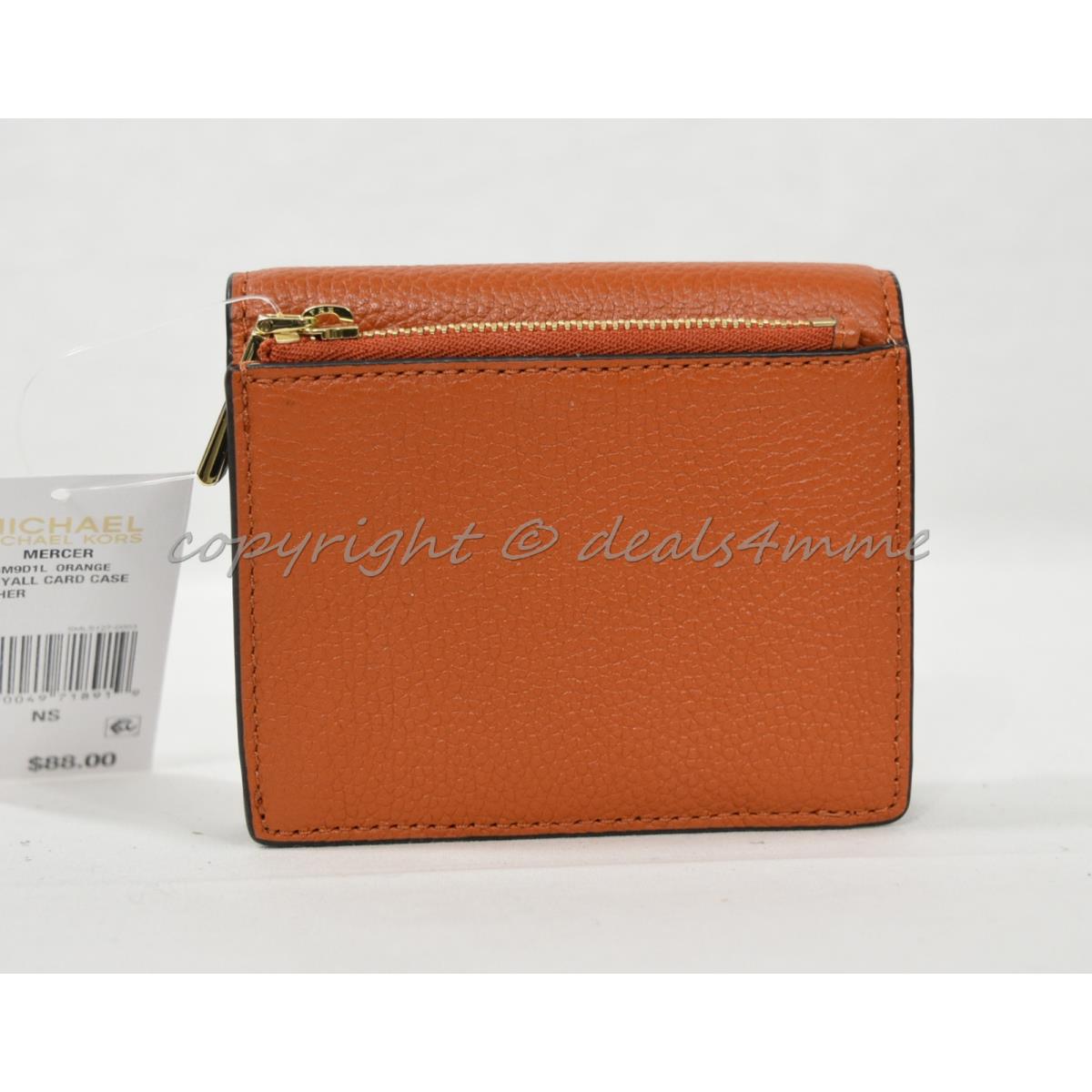Michael Kors Mercer Leather Carryall Card Case in Orange Pebbled Leather