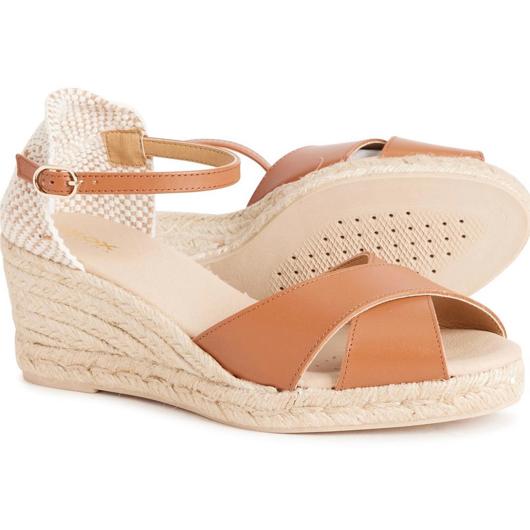 Geox Women`s Made in Spain Gelsa Low Wedge Sandals - Leather