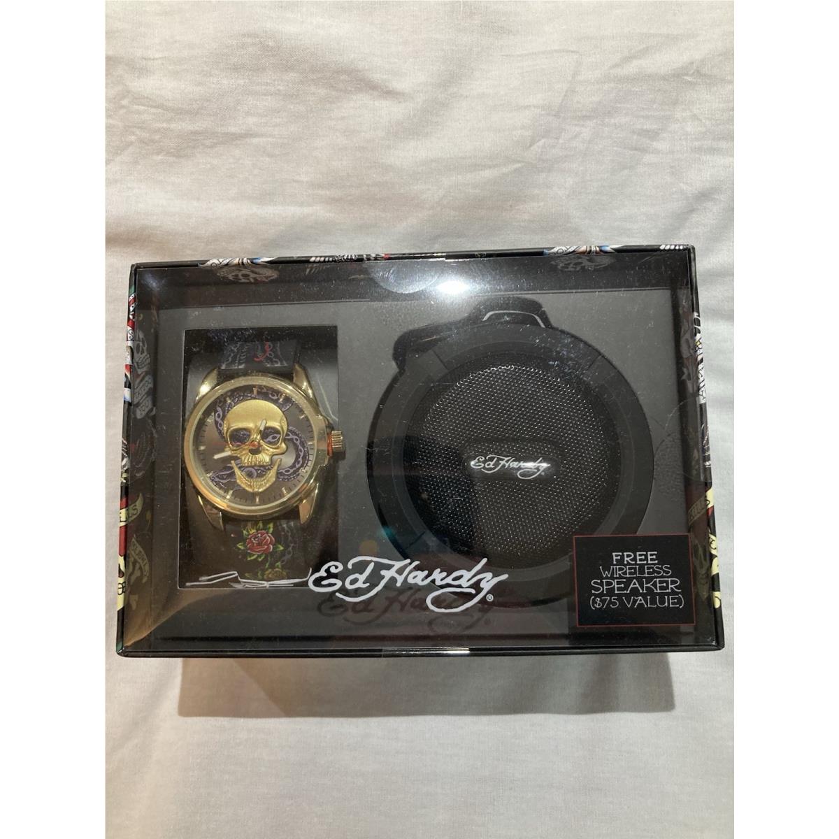 Ed Hardy Watch + Blue Tooth Speaker