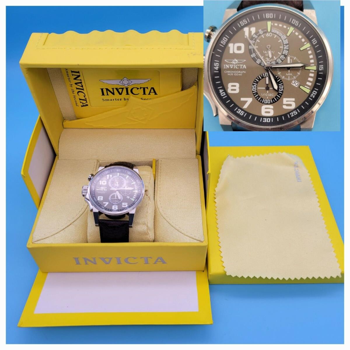 Invicta Force Leather Wristwatch Box Model 13054 Chronograph W/r 100MT Date