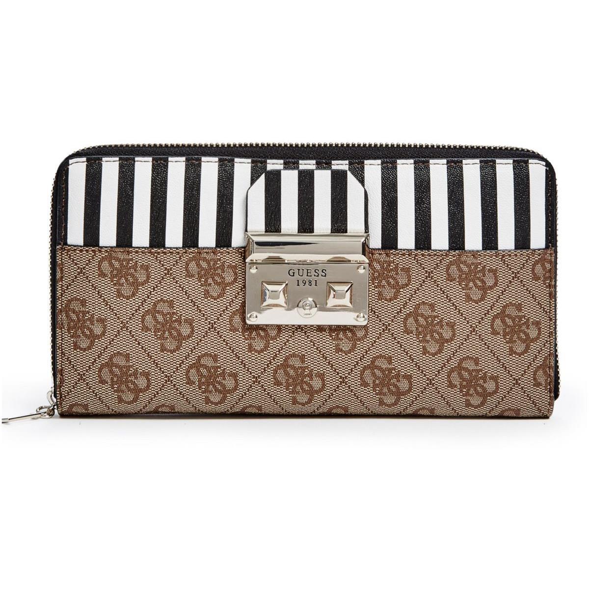 Guess Martine Clutch Wristlet Wallet Organizer Purse 4G Logo Print Brown
