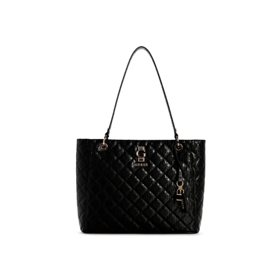 Guess Bessey Women`s Handbag 1-Zip Compartment Noel Tote Bag Black