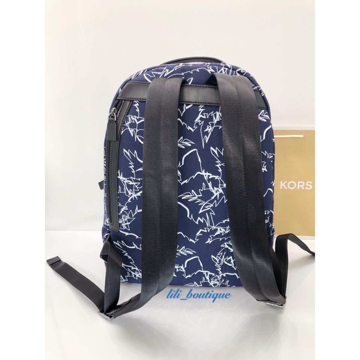 Michael Kors Men Grant Backpack Travel Notebook Laptop Cotton Palm Navy