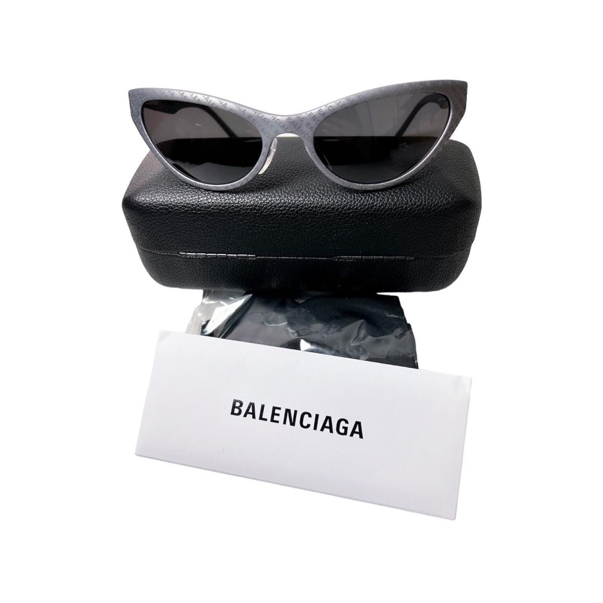 Balenciaga Logo Womens Gray Metal Aluminum Frame UV Sunglasses with Case