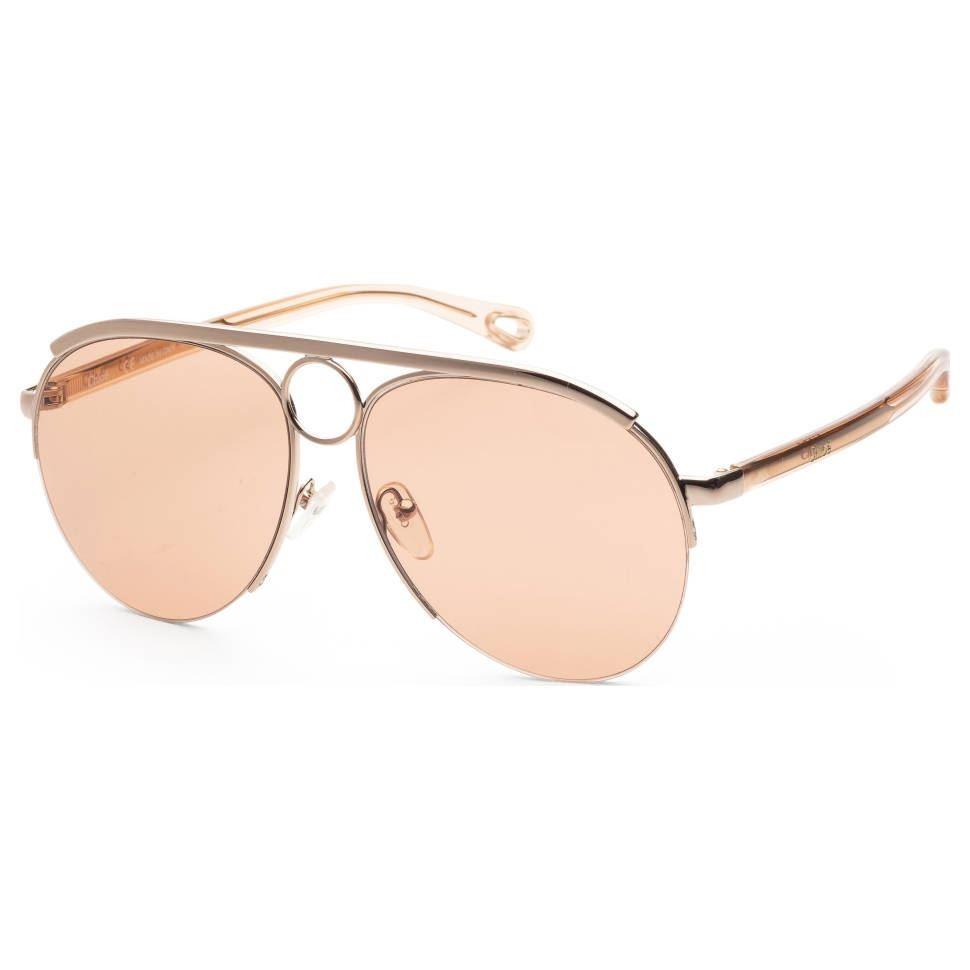 Chloe Women`s Rose Gold Aviator Sunglasses CE152S-841