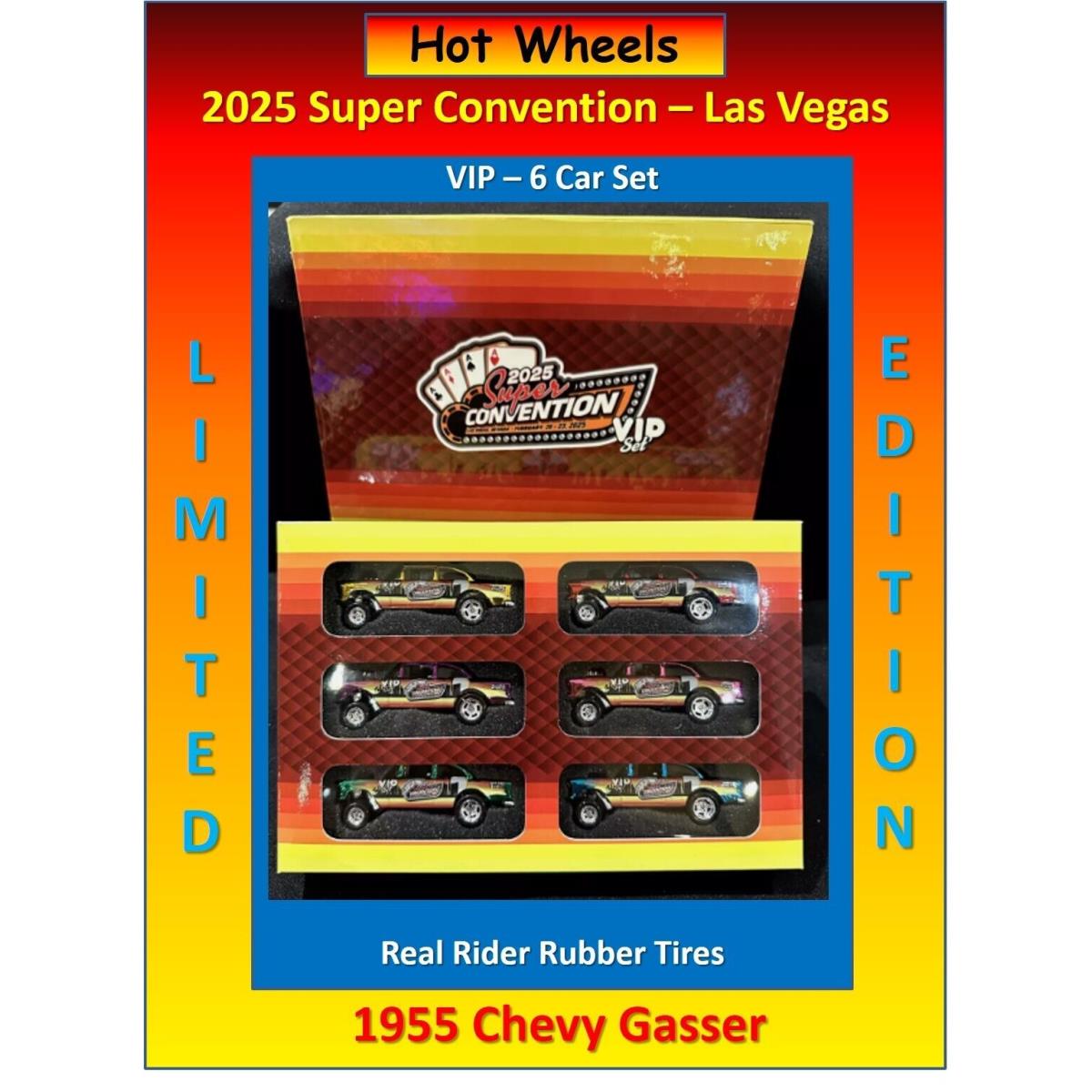 2025 Las Vegas Super Convention Cigar Box Hot Wheels 55 Chevy Gasser 6 Vip Set