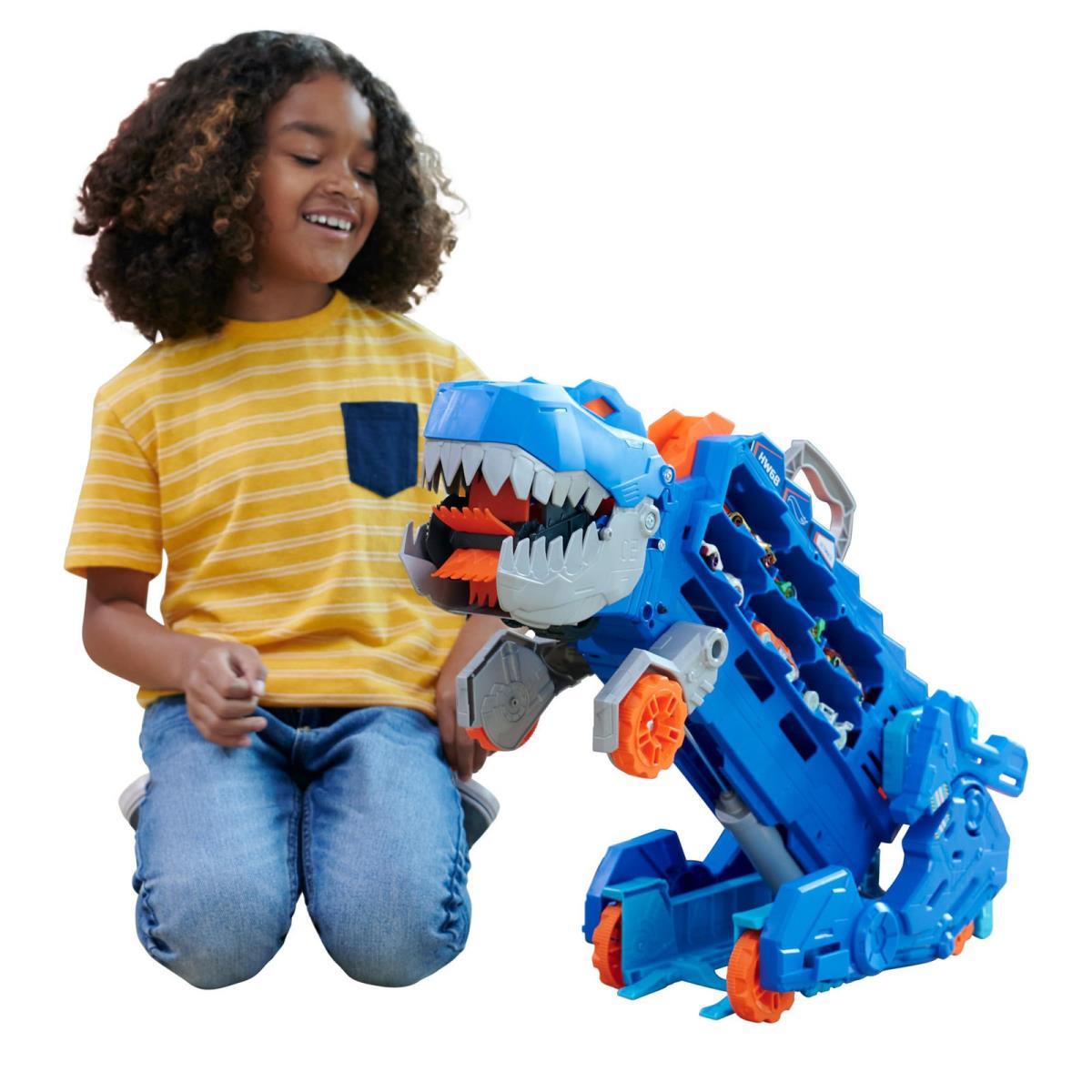 Hot Wheels City Toy Car Track Set Ultimate T-rex Transporter Dinosaur