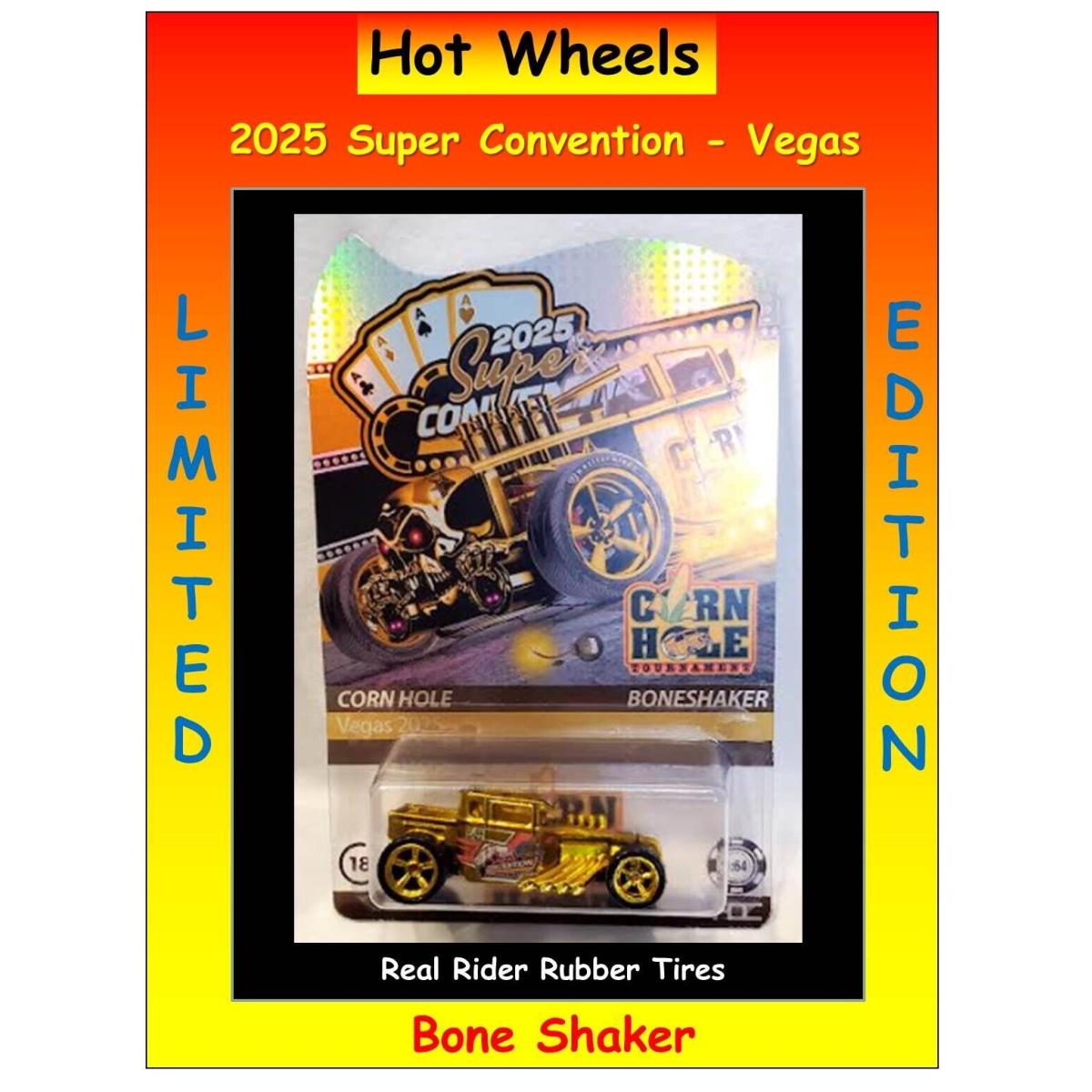 Hot Wheels 2025 Las Vegas Super Convention Gold Bone Shaker Limited Ed