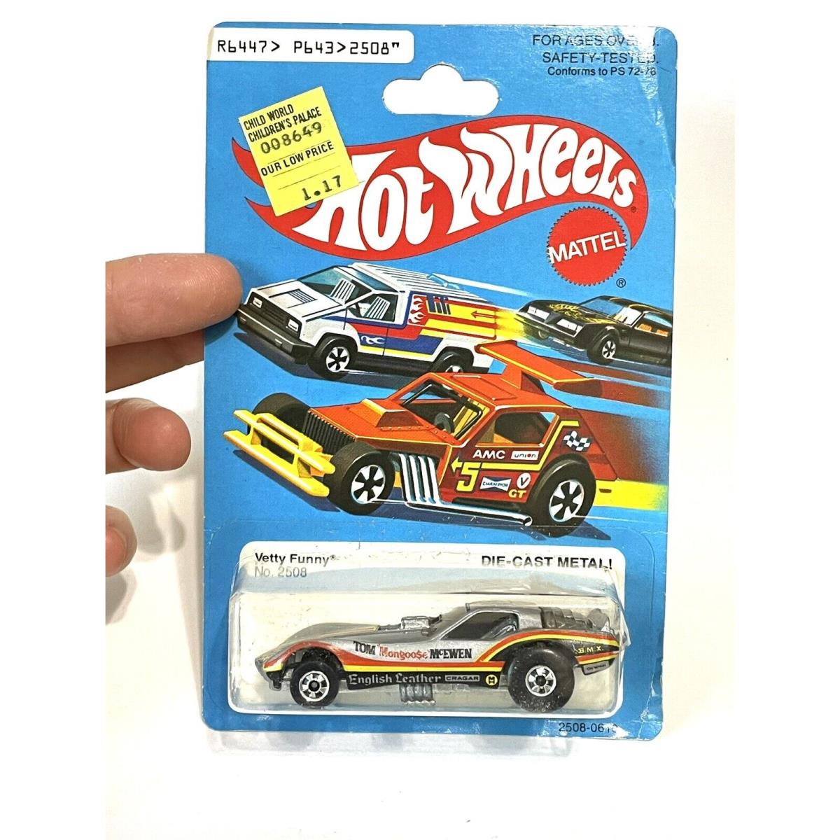 1981 Hot Wheels Vetty Funny - Silver Funny Car - On Card Crack Right Blister
