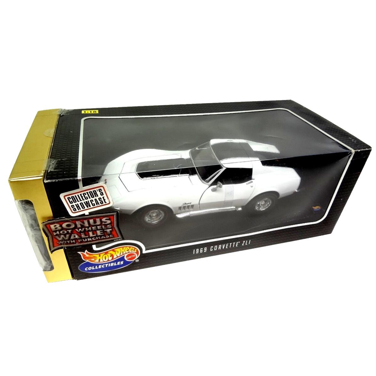Corvette 1969 White ZL1 Hot Wheels 1:18 th Diecast Model Car `69 Stingray ZL-1