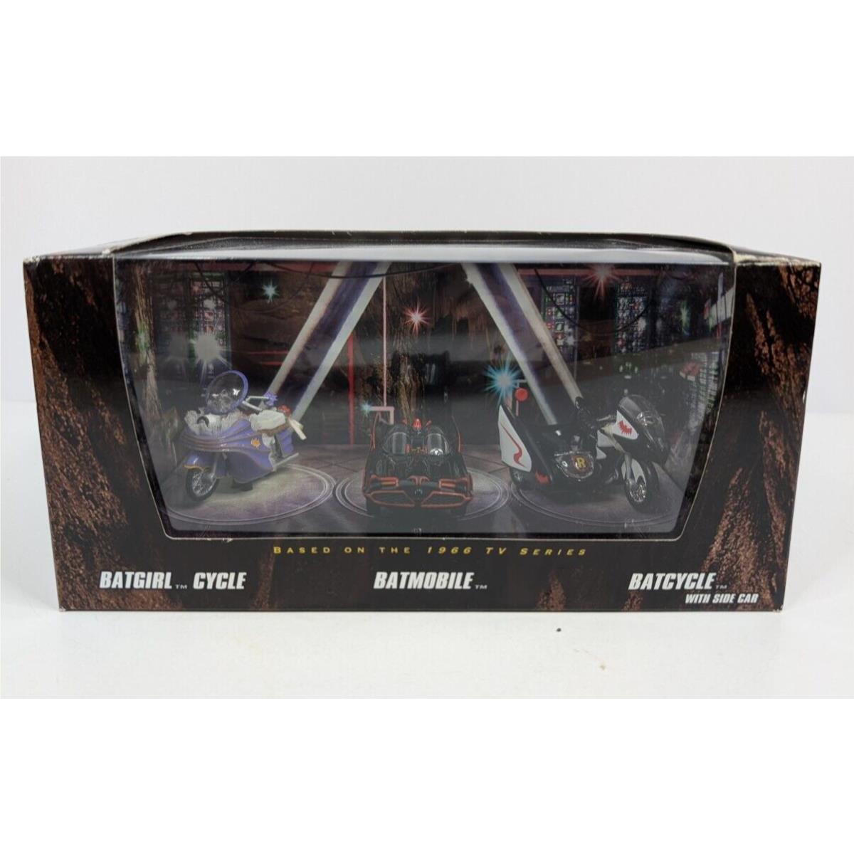Hot Wheels Batman 3pc Set San Diego Comic Con Batmobile Bat Cycle Batgirl Cycle