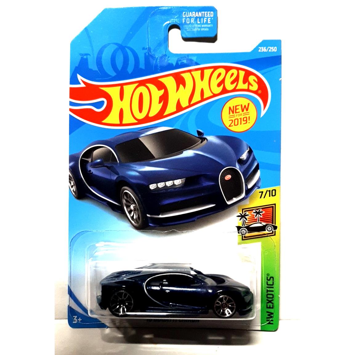 Error `16 Hot Wheels 2019 HW Exotics Bugatti Chiron 2016 Blue No Windows
