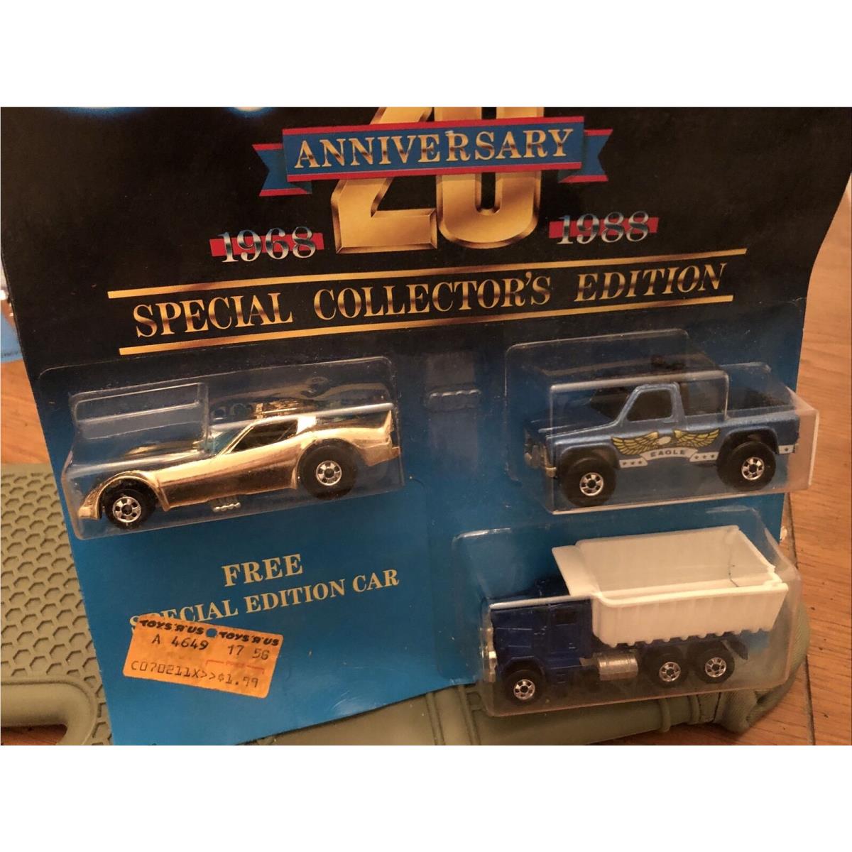 Hot Wheels 20TH Anniversary 1968-1988 3 Car Set Special Collector`s Edition 1987