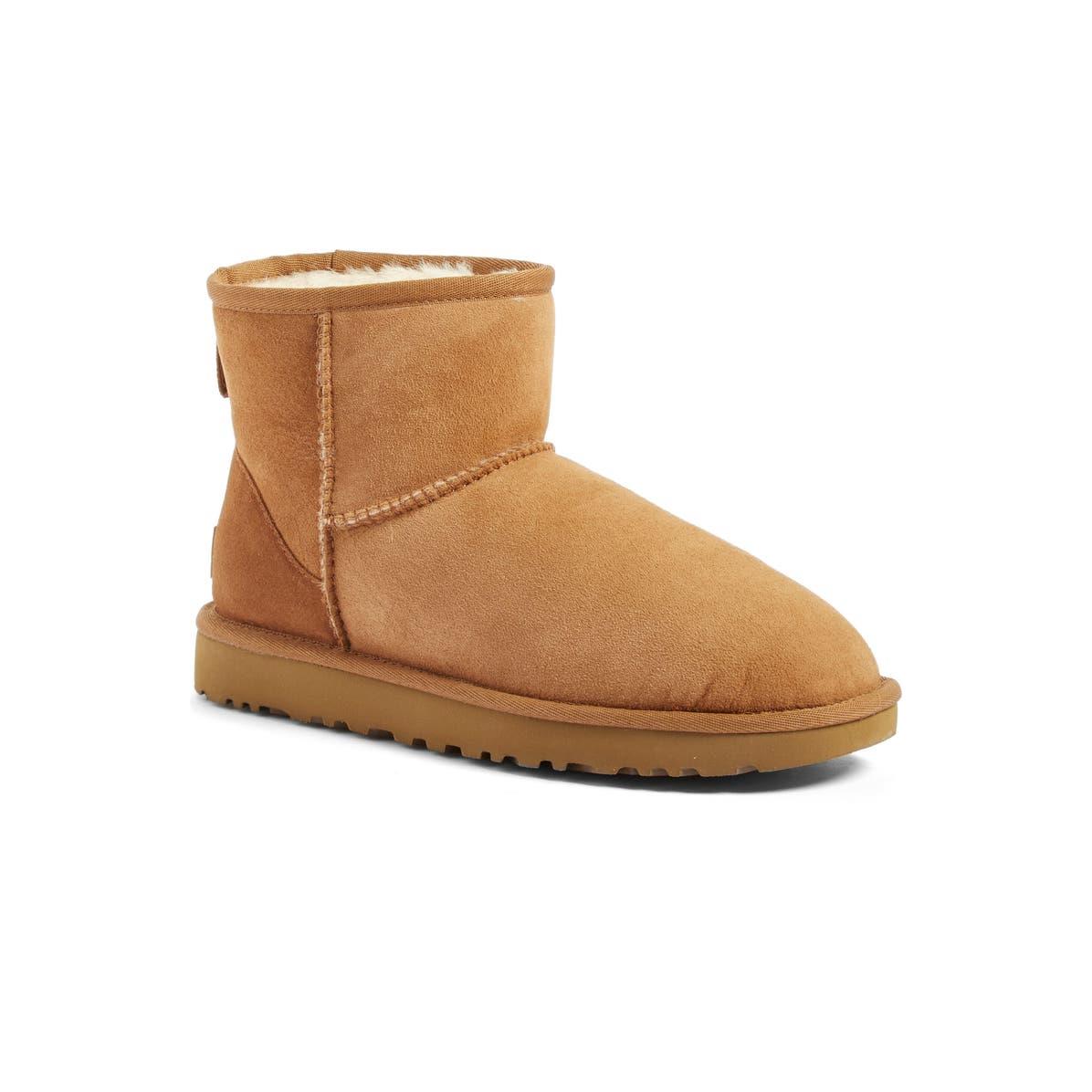 Ugg Classic Mini Ii Women`s Shearling Lined Boots Shoes Brown Size 6