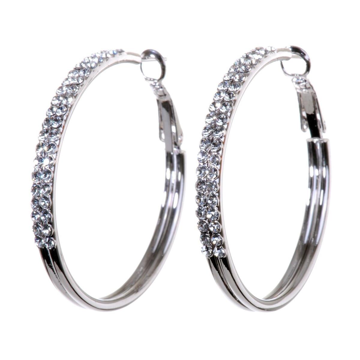 Crystals From Swarovski Moonlight Hoop Earrings Rhodium Plated 7221t