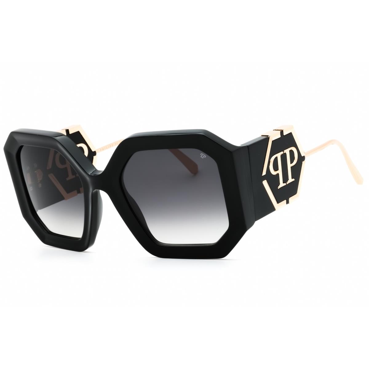 Philipp Plein SPP067 0700 Sunglasses Black Frame Gray Gradient Lenses 54mm - Frame: Black, Lens: Gray