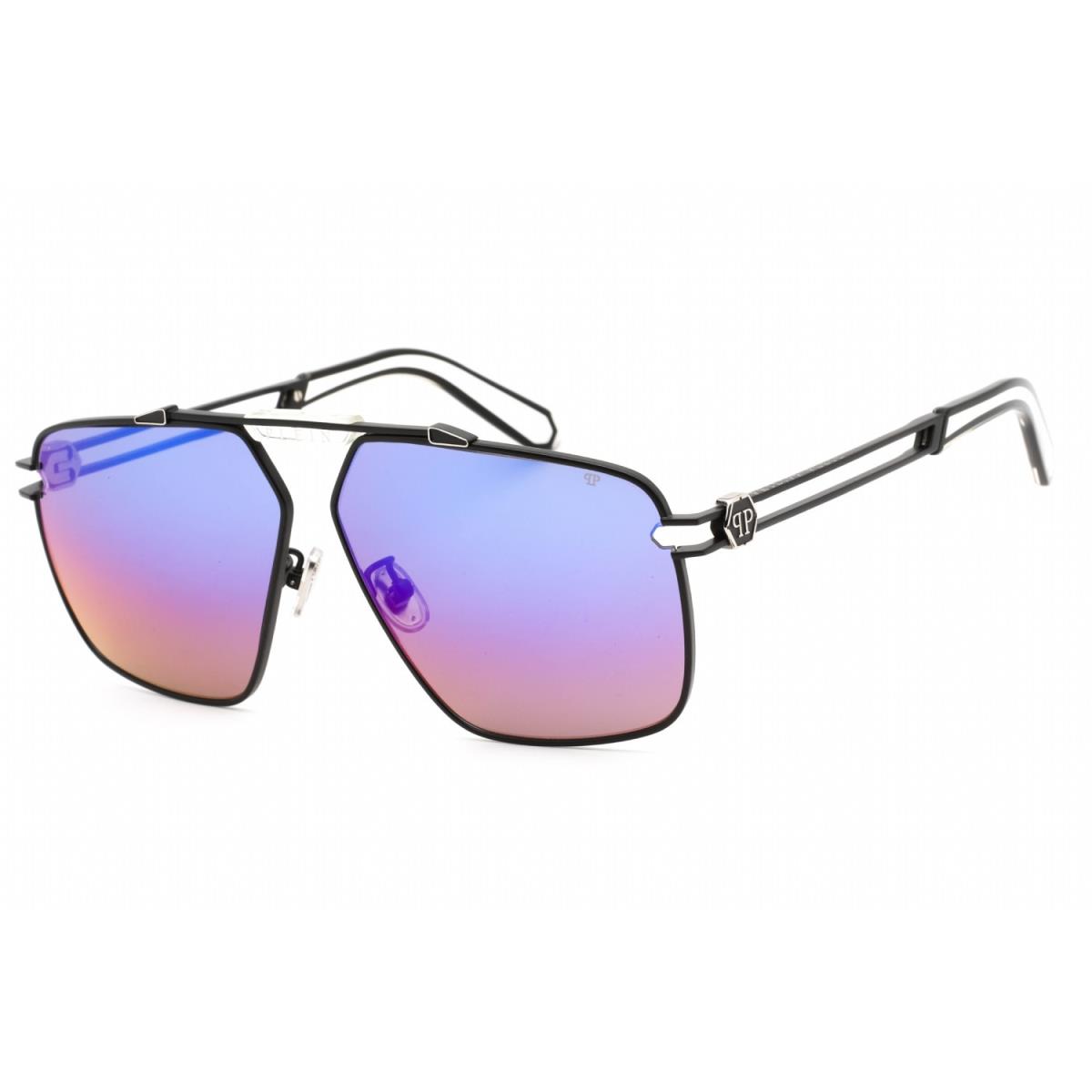 Philipp Plein Spp 049M 0541 Sunglasses Matte Black Frame Mirror Smoke Lens 63mm