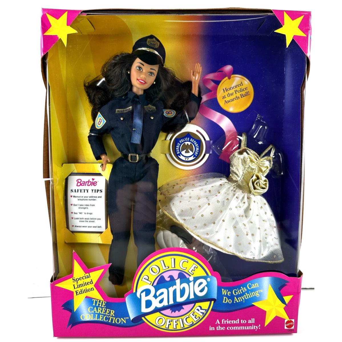 1993 Barbie Police Officer AA Mattel Doll Extra Outfit Glam 10689 Nrfb