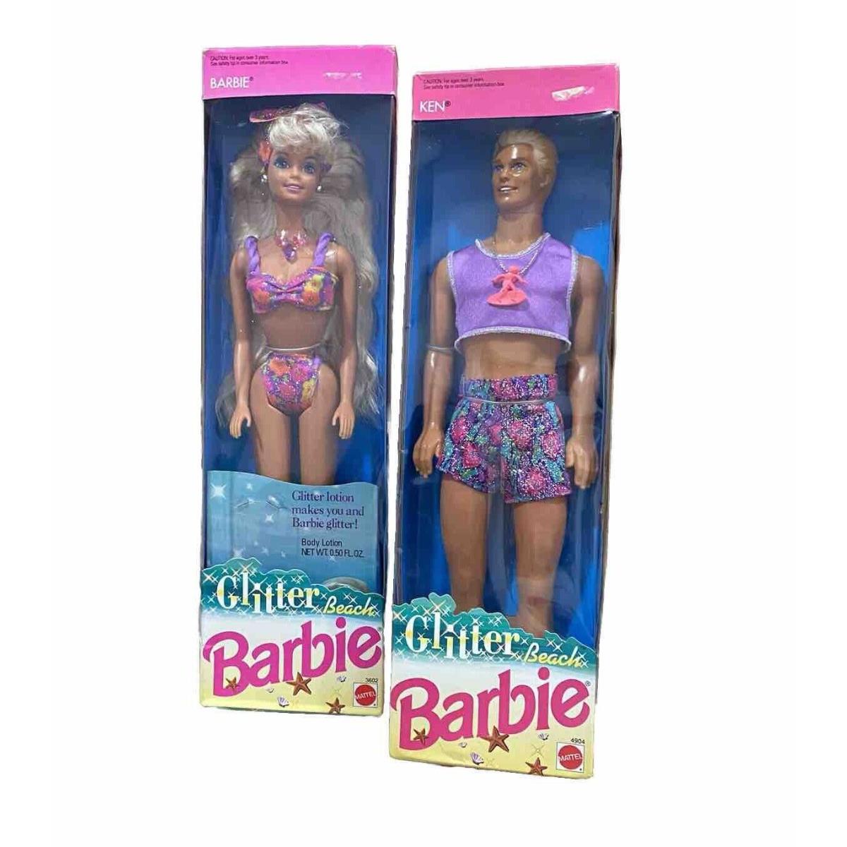 1992 Glitter Beach Barbie Ken Mattel 3602 4904