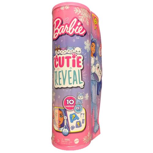 2022 Barbie Doll Cutie Reveal Snowflake Sparkle Series Husky Dog - 10 Surprises