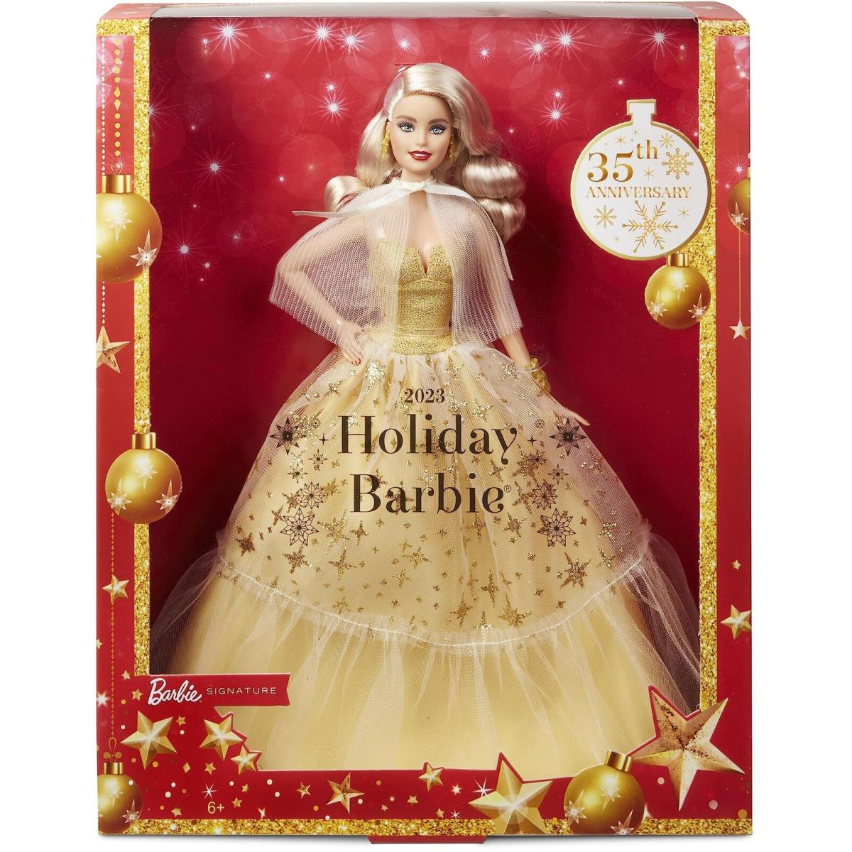 2023 Holiday Barbie Doll Seasonal Collector Gift Golden Gown and Blond Hair
