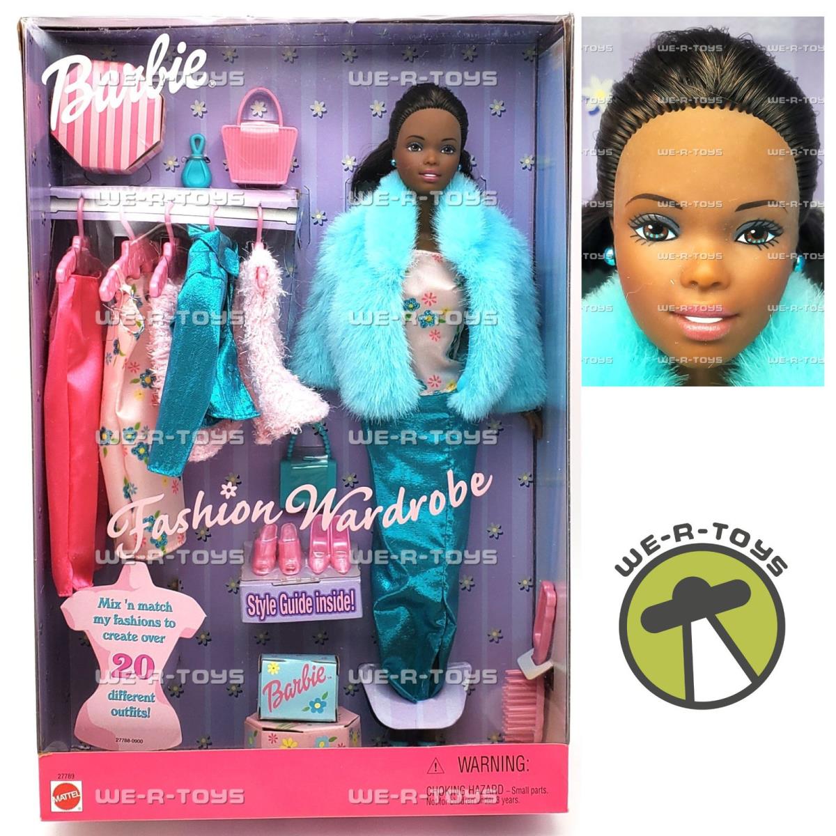 Barbie Fashion Wardrobe Doll African American 1999 Mattel 27789