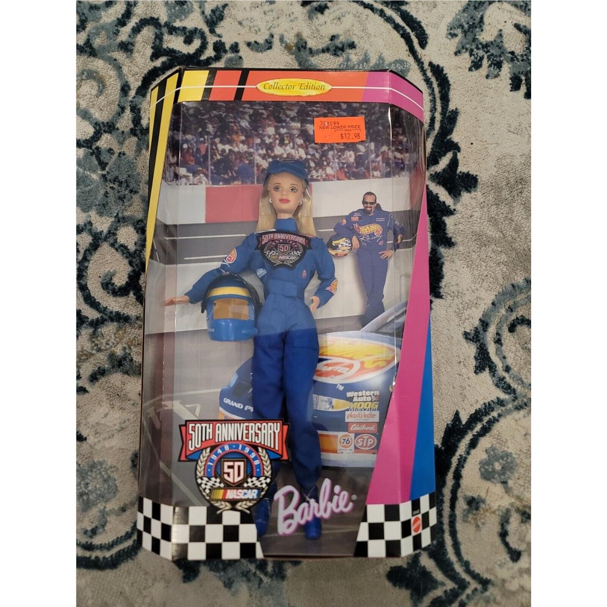 50th Anniversary Nascar 1998 Barbie Doll Mattel 20442 Blonde Blue Eyes Racing