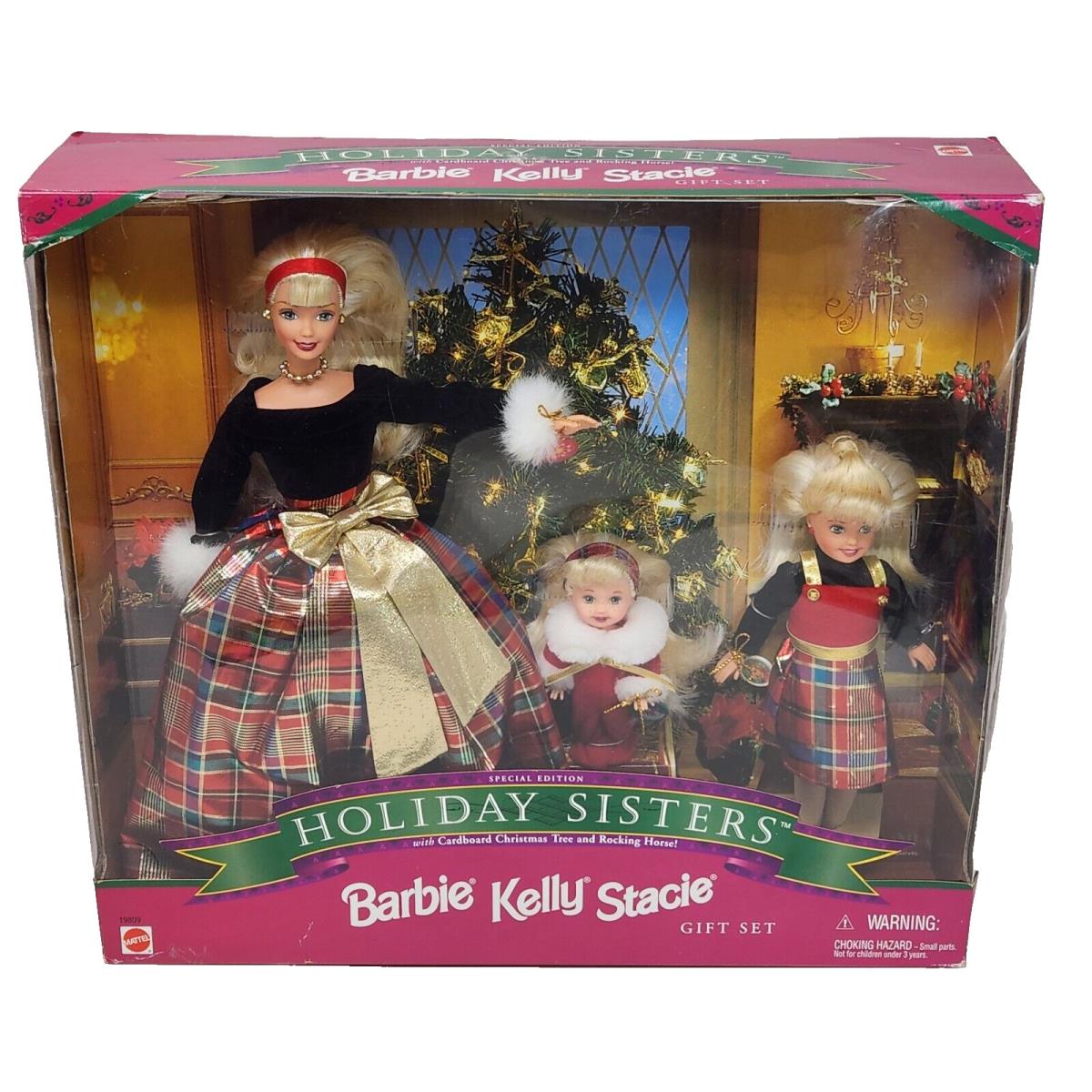 Vintage 1998 Holiday Sisters Barbie Kelly Stacie Doll 19809 Mattel Nos Box