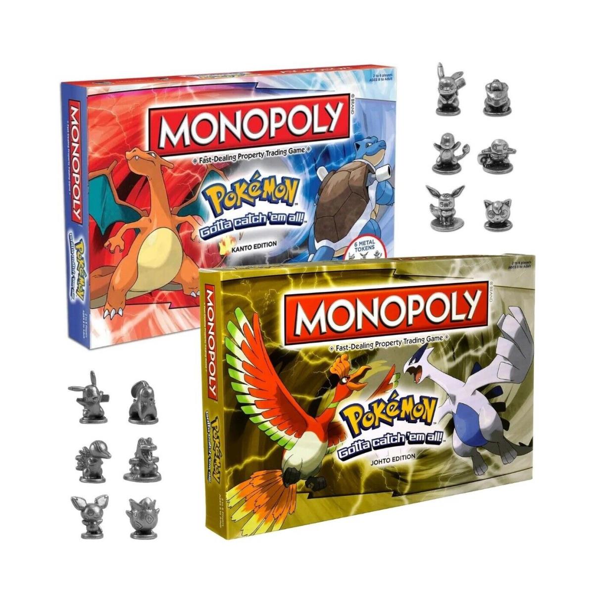 Pok Mon Monopoly 2 Pack Set Johto Kanto Edition Board Game
