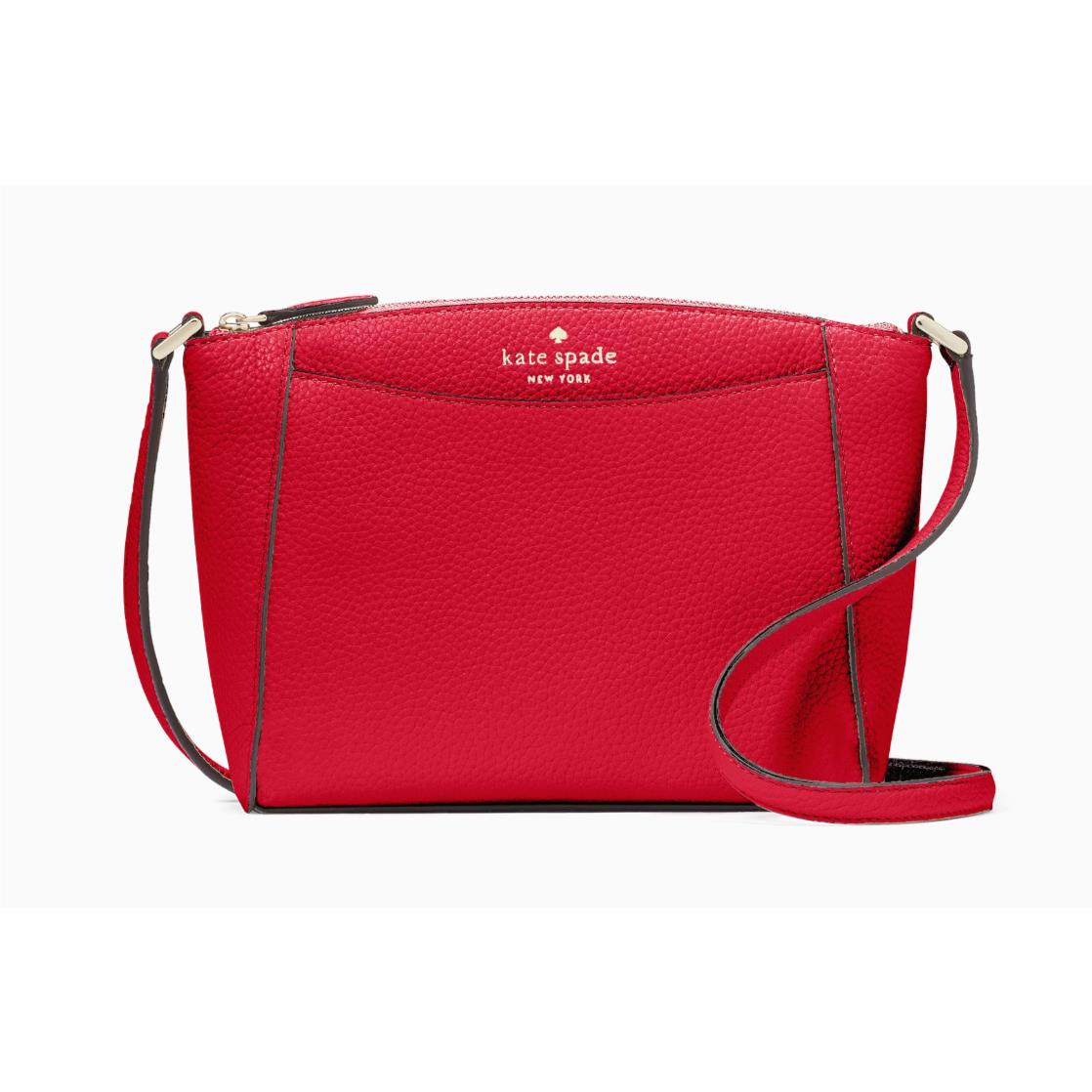New Kate Spade Monica Pebbled Leather Crossbody Perfect Cherry