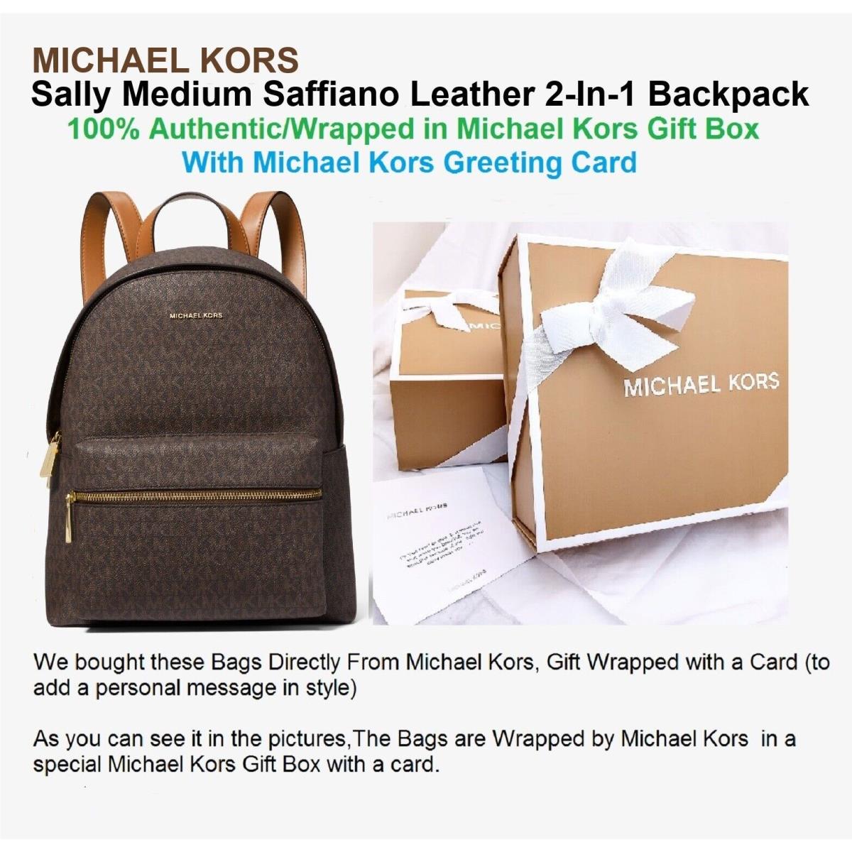 Michael Kors Sally Medium Saffiano Leather 2-In-1 Backpack Brn/acorn
