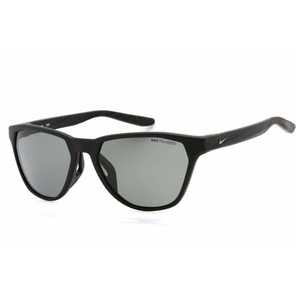 Men`s Maverick Rise Polarized Rectangular 56mm Sport Sunglasses Matte Black by Nike