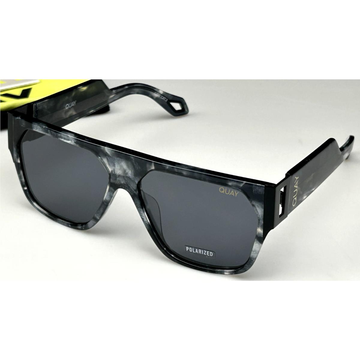 Quay GO Off Polarized Sunglasses Women`s 52mm Black Marble Frame Gray Lens by QUAY