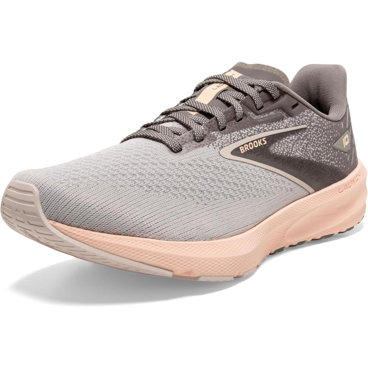 Brooks Women s Launch 10 Neutral Running Shoe 8 Grey/crystal Grey/pale Peach