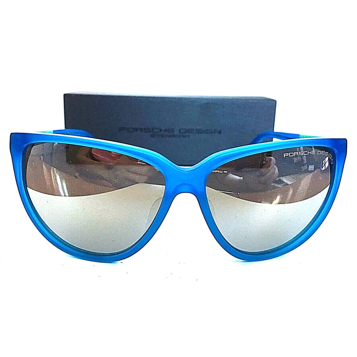 Porsche Design P 8588 E Cat.3 Blue Cat Eye Oversize Women`s Sunglasses Italy