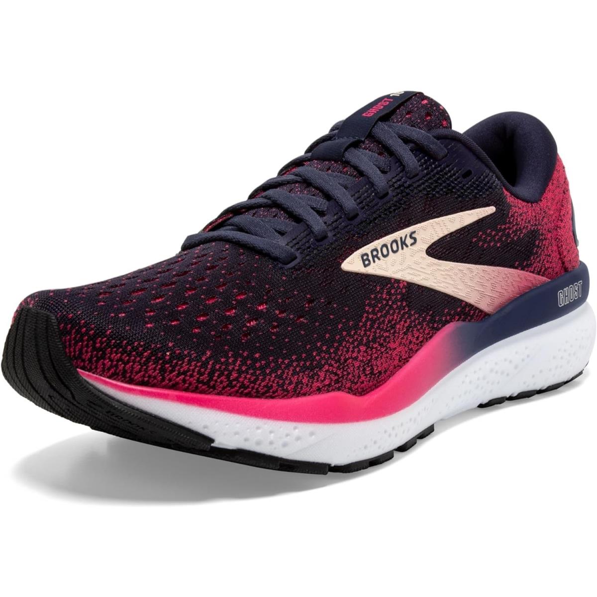Brooks Women s Ghost 16 Neutral Running Shoe 8 Peacoat/raspberry/apricot